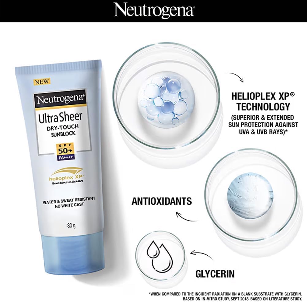 Neutrogena Ultra Sheer Dry Touch Sunblock SPF 50+ Sunscreen (White,80 g)