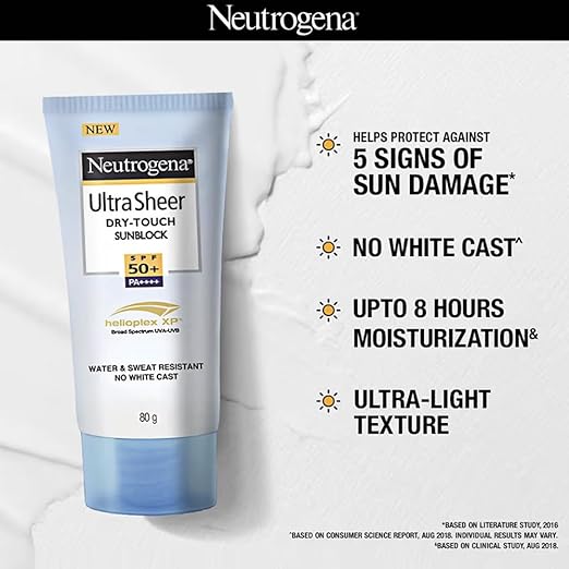 Neutrogena Ultra Sheer Dry Touch Sunblock SPF 50+ Sunscreen (White,80 g)