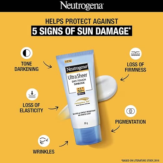 Neutrogena Ultra Sheer Dry Touch Sunblock SPF 50+ Sunscreen (White,80 g)