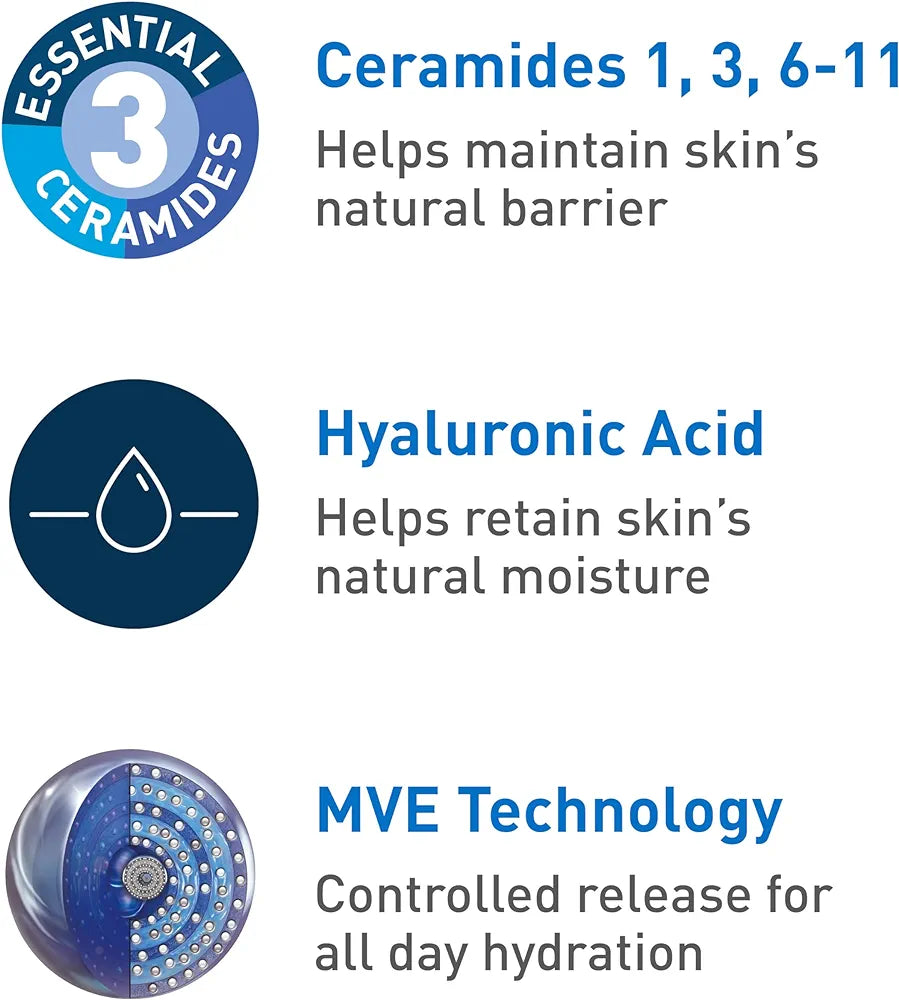 CeraVe Moisturizing Cream, Body and Face Moisturizer for Dry Skin, Body Cream with Hyaluronic Acid and Ceramides, 19 Ounce