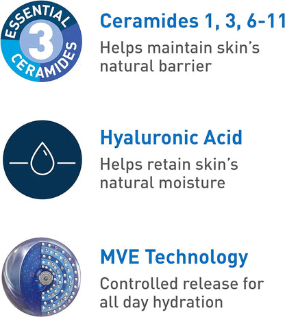CeraVe Moisturizing Cream, Body and Face Moisturizer for Dry Skin, Body Cream with Hyaluronic Acid and Ceramides, 19 Ounce