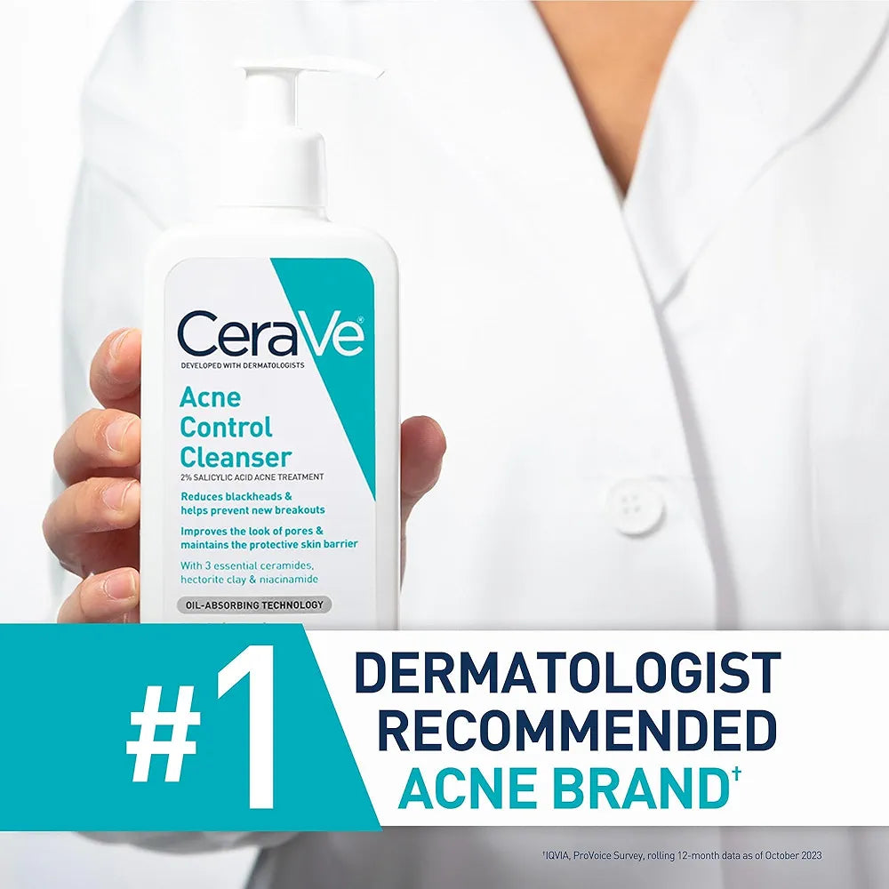 CeraVe Face Wash Acne Treatment Salicylic Acid Cleanser with Purifying Clay for Oily Skin Blackhead Remover and Clogged Pore Control 8 Ounce, multi, 8 Fl Oz, 237 ml 