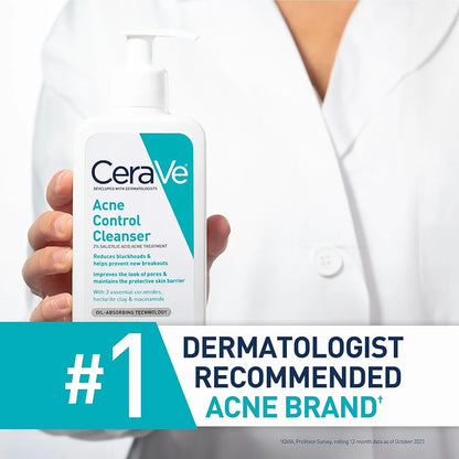 CeraVe Face Wash Acne Treatment Salicylic Acid Cleanser with Purifying Clay for Oily Skin Blackhead Remover and Clogged Pore Control 8 Ounce, multi, 8 Fl Oz, 237 ml 